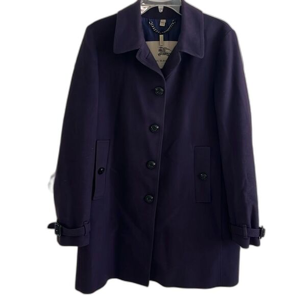 EUC Burberry Purple Wool Cashmere Blend Button Pea Coat Size 8 Med ❤️ - Picture 1 of 10